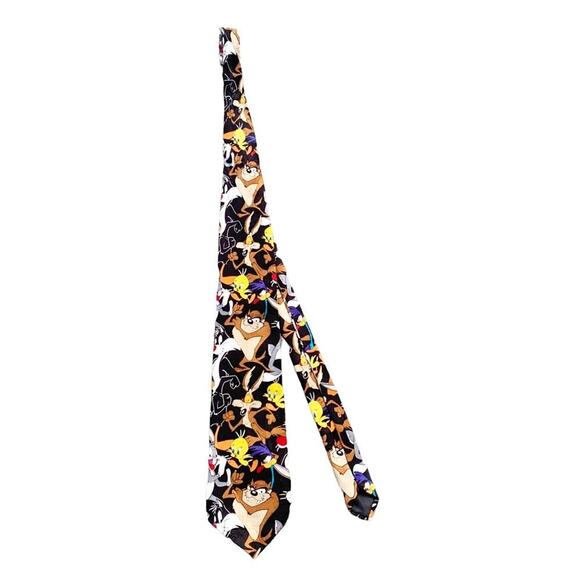Warner Bros. Tie Vintage 1994 Looney Tunes Mania Novelty Bugs Bunny, Taz, Tweety - Picture 2 of 11